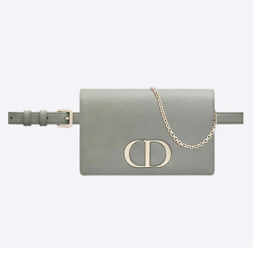 Dior Women 30 Montaigne 2-in-1 Pouch Stone Grained Calfskin-Silver