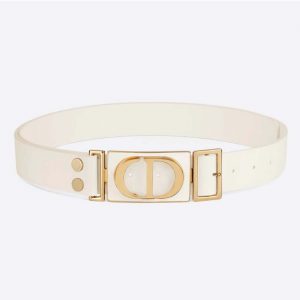 Dior Women 30 Montaigne Belt White Calfskin, 30 MM