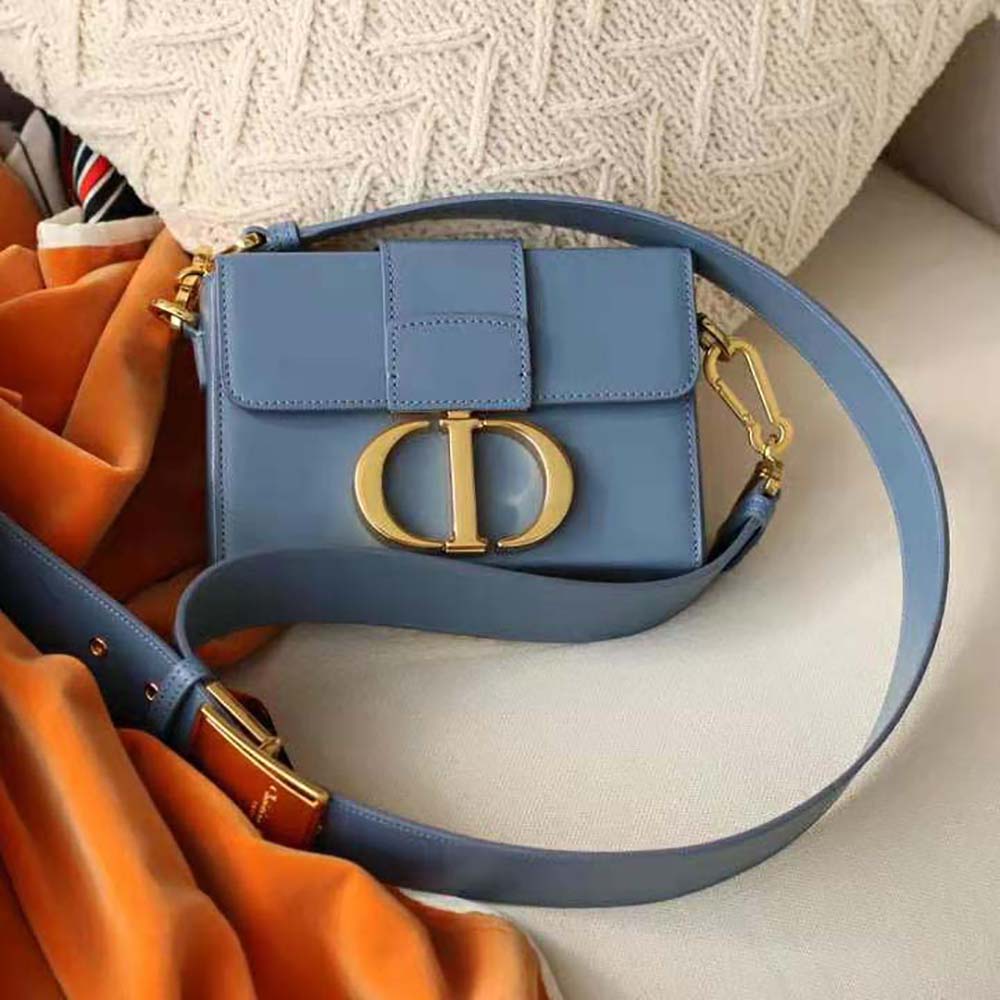 Dior Denim Blue Box Calfskin 30 Montaigne Flap Bag
