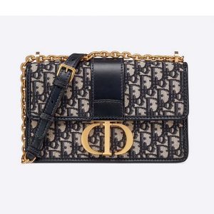 Dior - 30 Montaigne Chain Bag Blue Dior Oblique Jacquard - Women