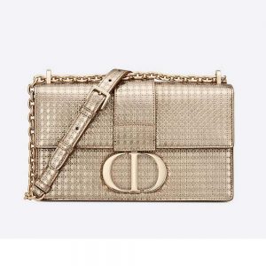 Dior Metallic Patent Micro-Cannage 30 Montaigne Belt Shoulder Bag | Gold |  NEW