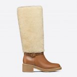 Dior Women D-Furious Boot Dark Tan Calfskin and Shearling