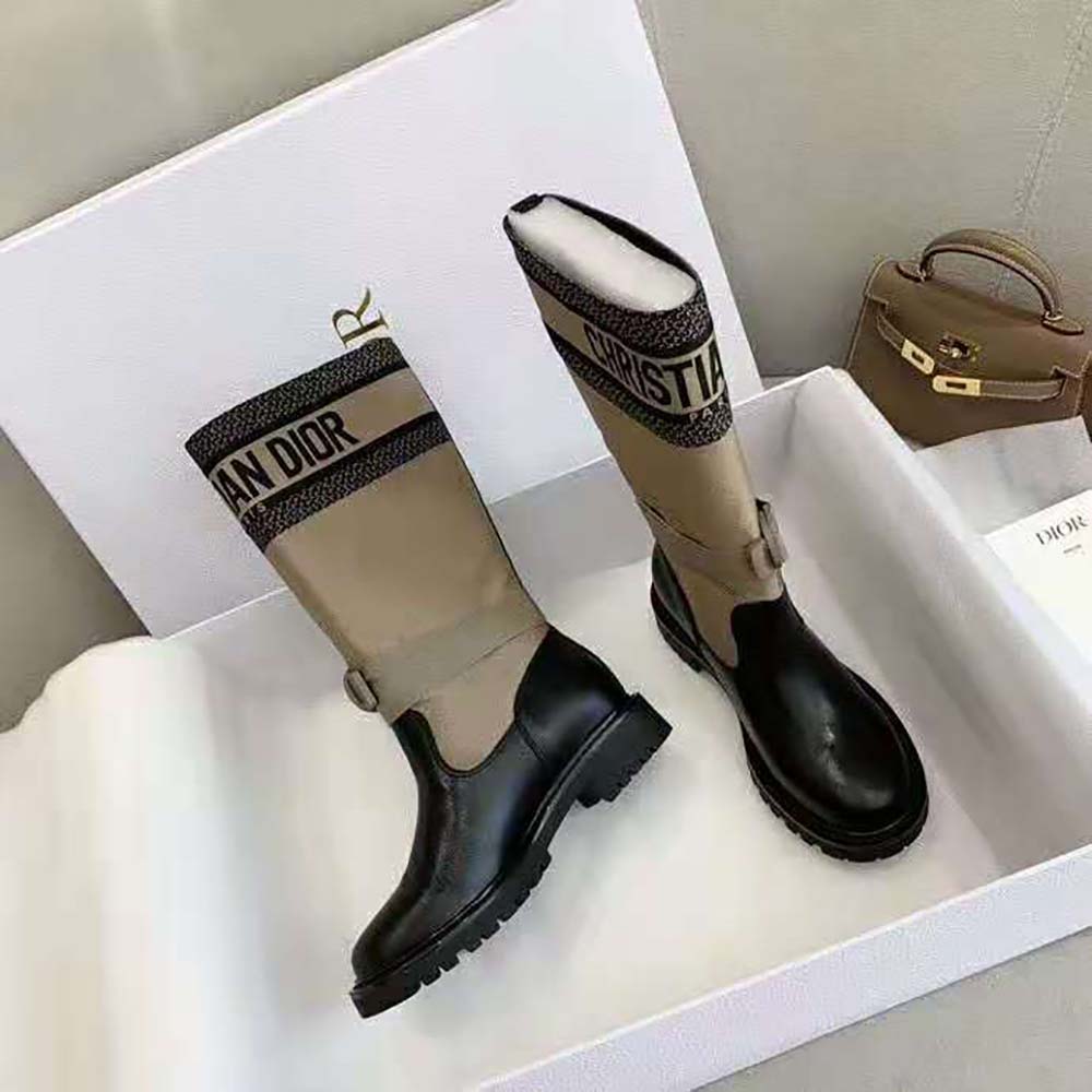 Dior, Shoes, Christian Dior Dmajor Canvas Rubber Boot Taupe Black