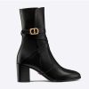 Dior Women Dior Empreinte Heeled Ankle Boot Black Soft Calfskin in 7cm Heel