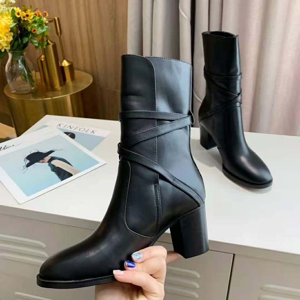Dior Empreinte Heeled Ankle Boot Black Soft Calfskin in 7cm Style #S900  Size 9.5