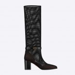 Dior Women Dior Empreinte Heeled Boot Black Mesh Calfskin