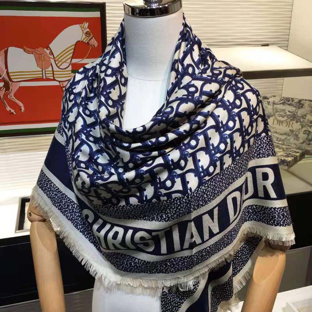 Oblique Square Scarf Blue  Womens Dior Silk Scarves & Mitzah ⋆  Rincondelamujer