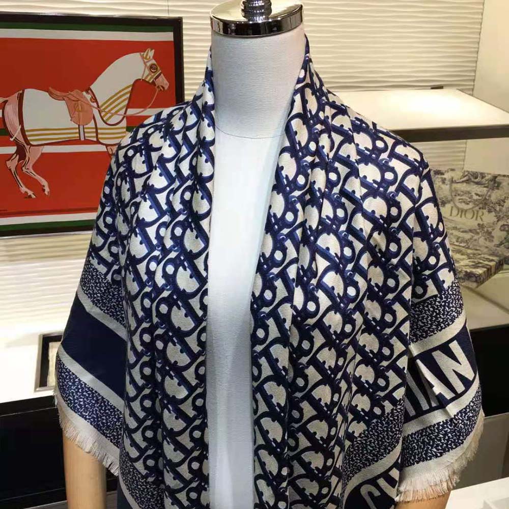 Oblique Square Scarf Blue  Womens Dior Silk Scarves & Mitzah ⋆  Rincondelamujer
