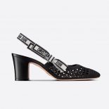 Dior Women Dior and Moi Slingback Pump Black Cannage Embroidered Mesh