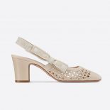 Dior Women Dior and Moi Slingback Pump Cream Cannage Embroidered Mesh