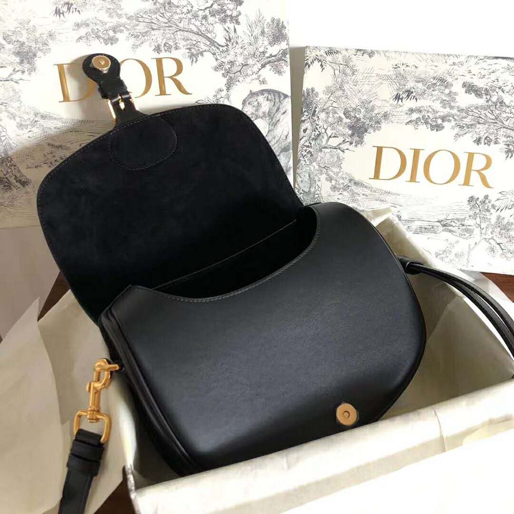 Medium Dior Bobby Bag Black Grained Calfskin