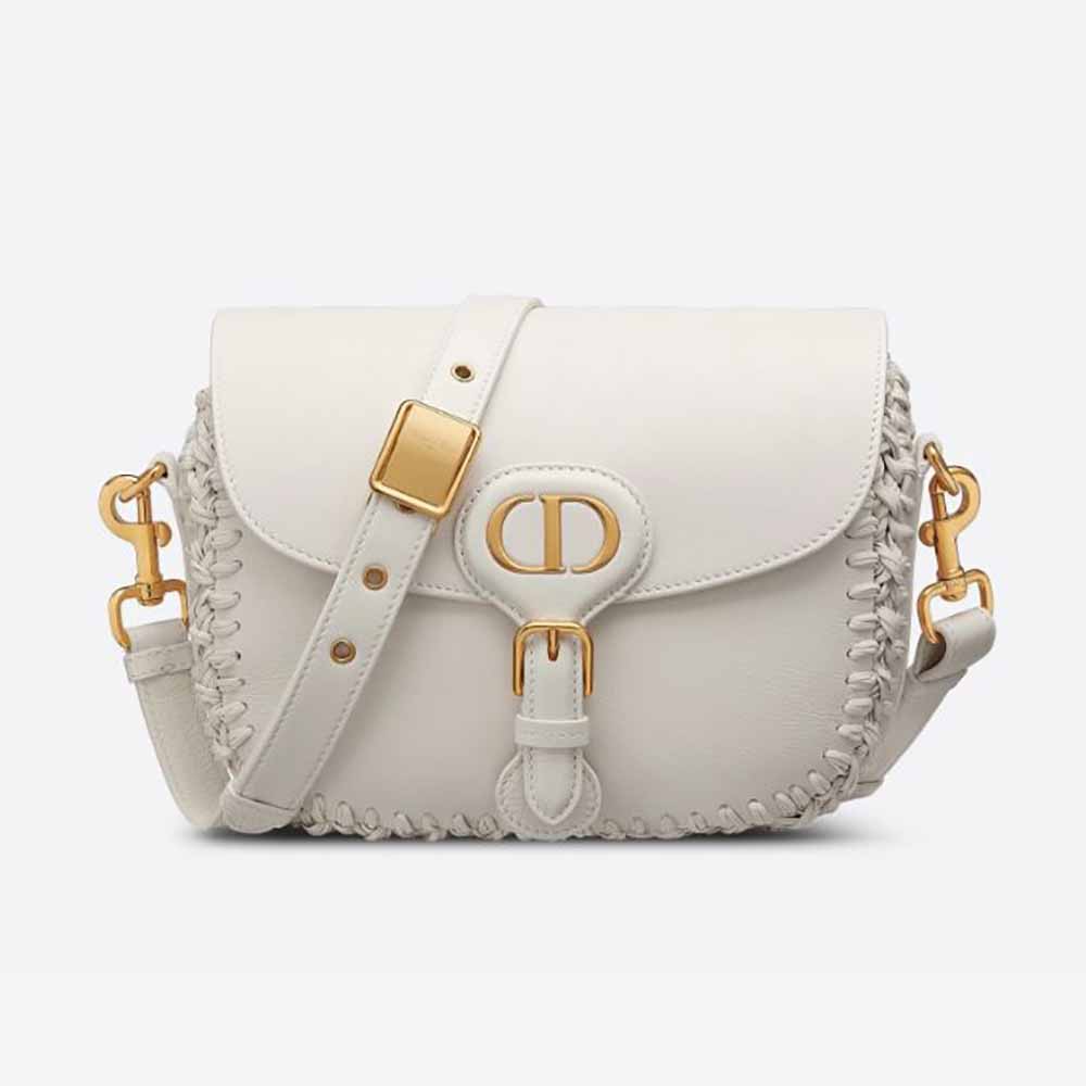 Christian Dior Bobby Frame Flap Bag Leather Medium White 204415339