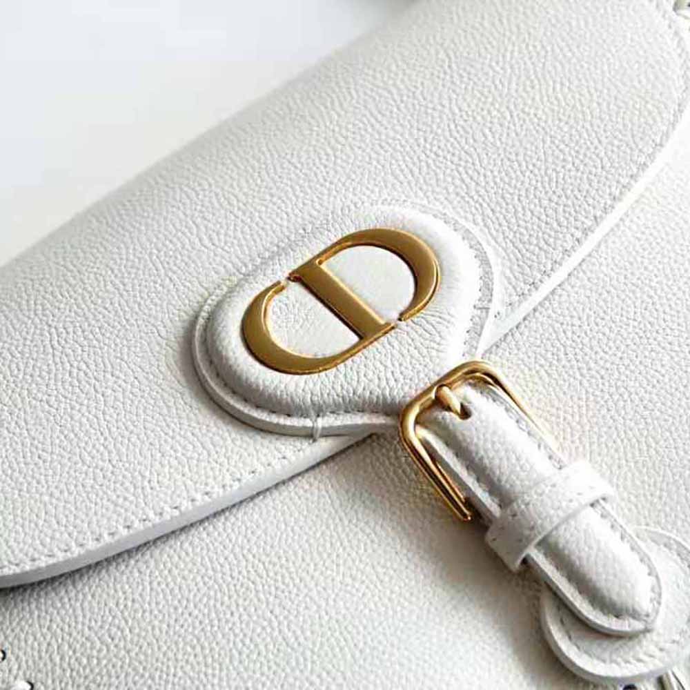 Dior Women Medium Dior Bobby Bag Grained Calfskin with Whipstitched Seams-White 9 Dior Women Medium Dior Bobby Bag Grained Calfskin with Whipstitched Seams-White - Image 9