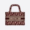 Dior Women Mini Dior Book Tote Burgundy Dior Oblique Embroidery