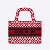 Dior Women Mini Dioramour Dior Book Tote White and Red Dior Dots Embroidery