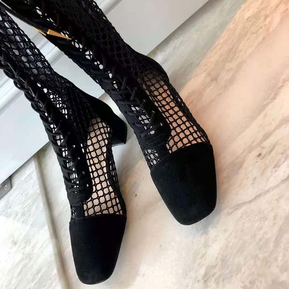 Dior Naughtily-d Fishnet Ankle Boot in Black
