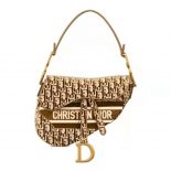 Dior Women Saddle Bag Brown Dior Oblique Embroidery