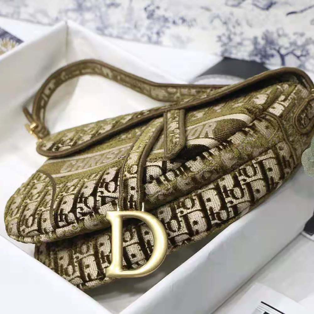 Dior Oblique Embroidery Monogram Saddle Bag