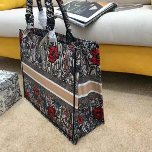 Dior Women Small Dior Book Tote Multicolor Mille Fleurs Embroidery