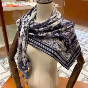 Toile De Jouy Square Scarf Blue  Womens Dior Silk Scarves & Mitzah ⋆  Rincondelamujer