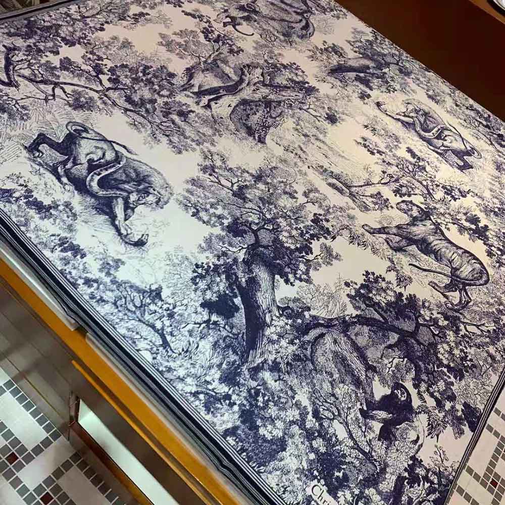 Toile De Jouy Square Scarf Blue  Womens Dior Silk Scarves & Mitzah ⋆  Rincondelamujer