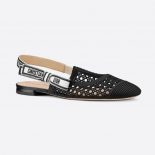 Dior Women Dior and Moi Slingback Ballerina Flat Black Cannage Embroidered Mesh