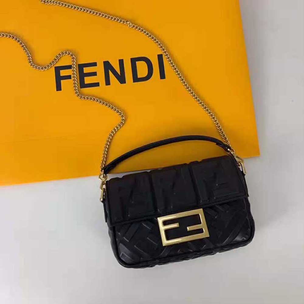 fendi baguette black leather