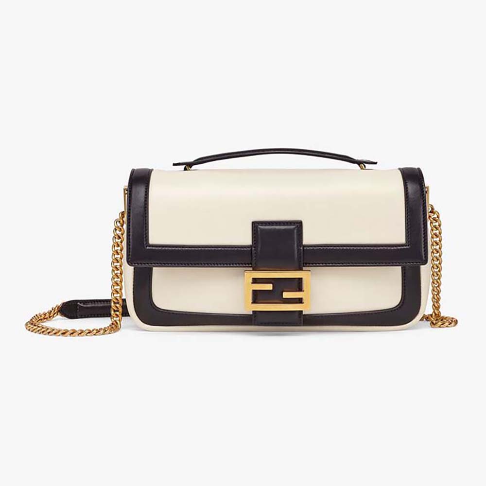 Baguette Chain Large - White nappa leather bag