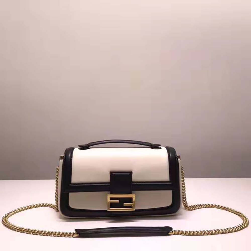 Baguette Chain Large - White nappa leather bag