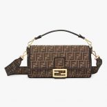 Fendi Women Baguette Large Brown Fabric Bag
