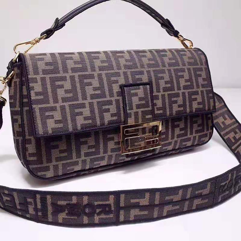 Baguette fabric handbag Fendi Brown in Cloth - 36066862