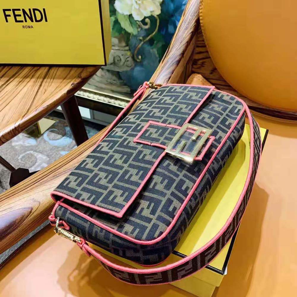 Fendi Women Baguette Large Fendi Roma/Amor Fabric Bag