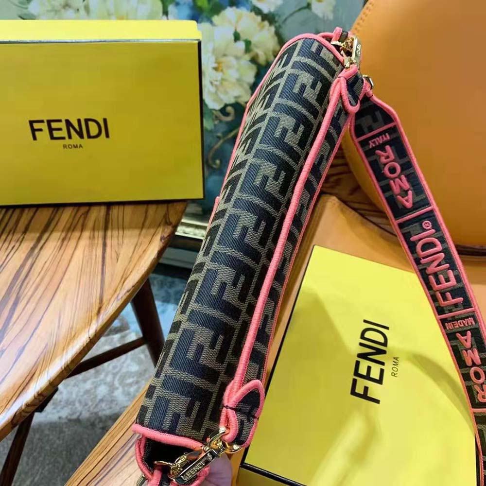 Fendi Women Baguette Large Fendi Roma/Amor Fabric Bag