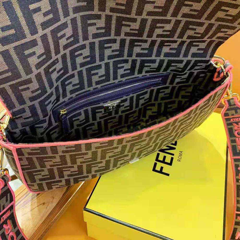 Fendi Women Baguette Large Fendi Roma/Amor Fabric Bag