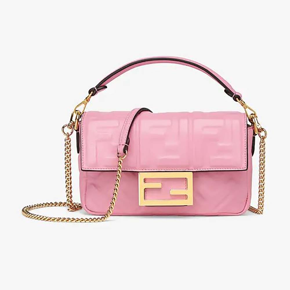 Baguette - Pale pink nappa leather bag