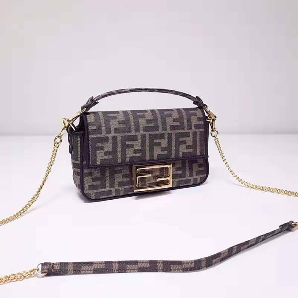 Baguette cloth mini bag Fendi Brown in Cloth - 31161349