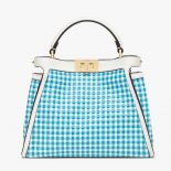 Fendi Women Peekaboo Iconic Essentially Check Interlace Bag