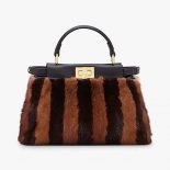 Fendi Women Peekaboo Iconic Mini Black Mink Bag