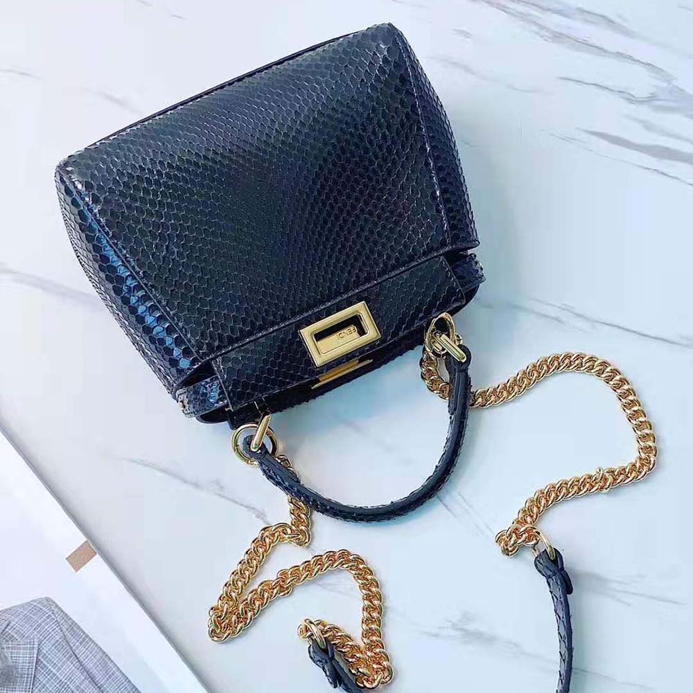 Fendi Black Python Mini Peekaboo Top Handle Bag - ShopStyle