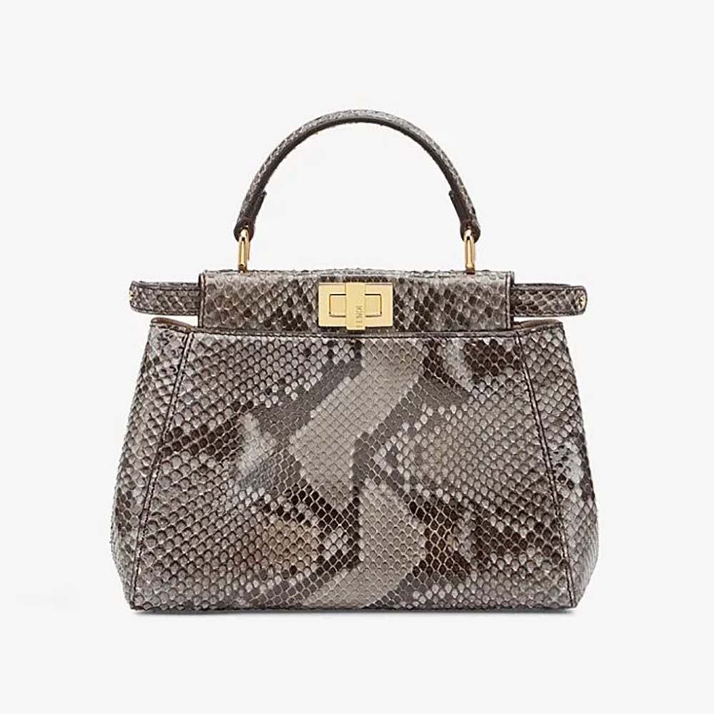 Fendi Women Peekaboo Iconic Mini Gray Python Bag