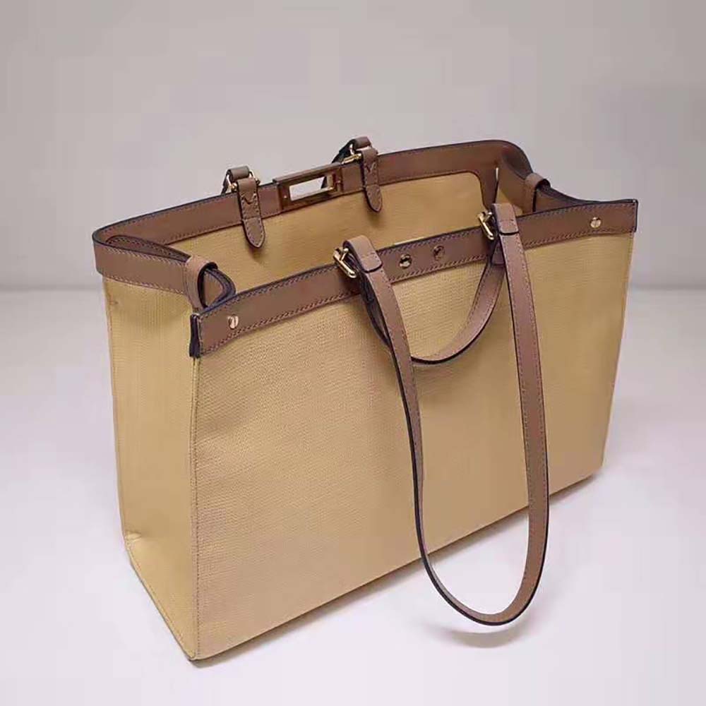 Fendi Gray Canvas Tote Bag Brown Beige Grey Cloth Cloth ref.256625