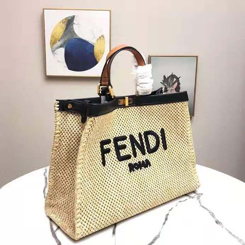 Fendi Peekaboo x Raffia Tote