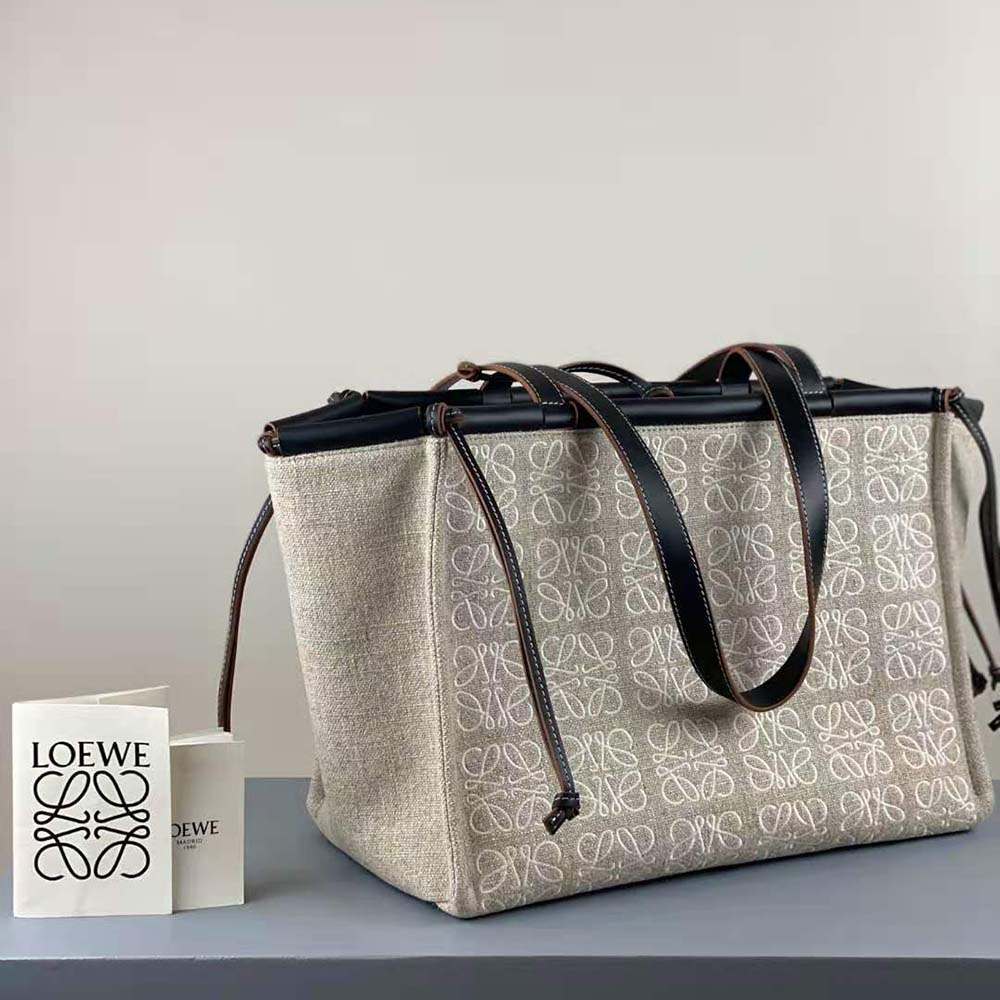 Loewe Luxury Small Cushion Tote in Anagram jacquard and calfskin - ShopStyle