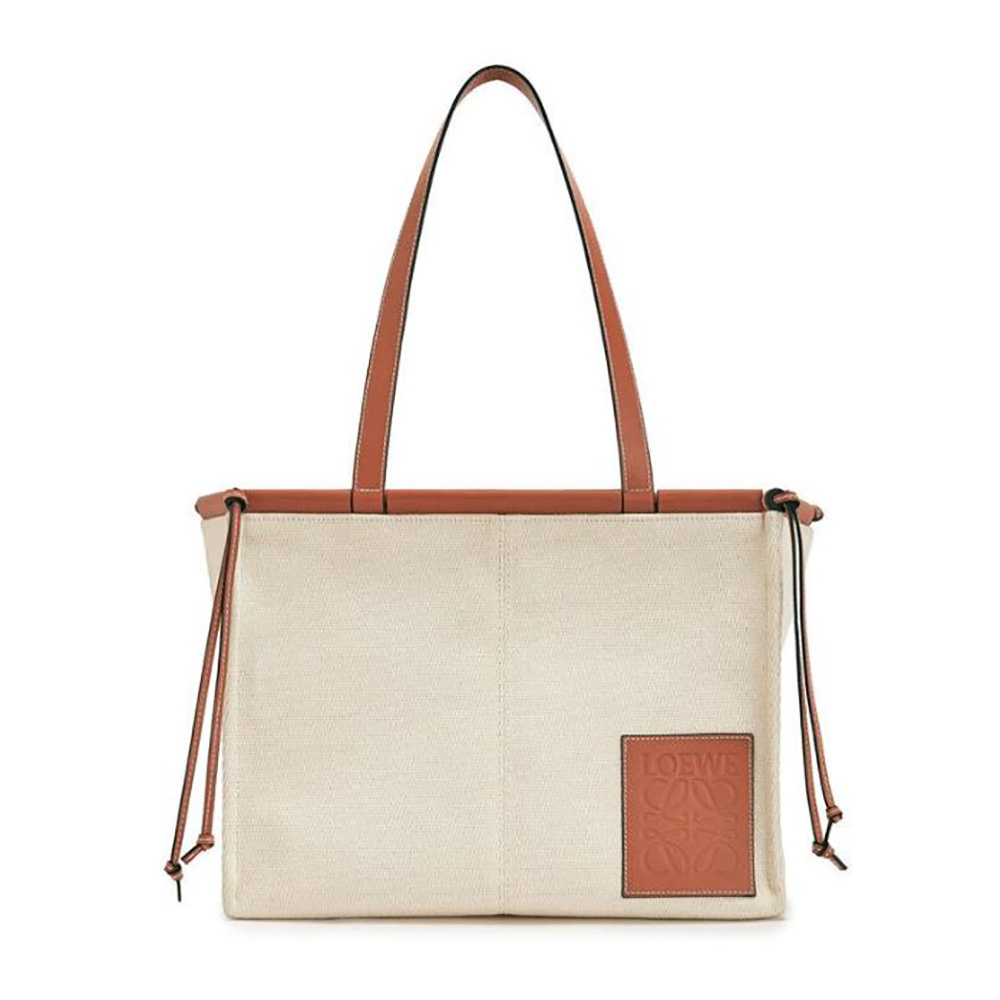 Loewe Women Cushion Tote Bag in Canvas and Calfskin-Brown