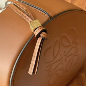 Loewe Women Small Balloon Bag in Anagram Linen and Calfskin