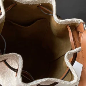 Loewe Women Small Balloon Bag in Anagram Linen and Calfskin