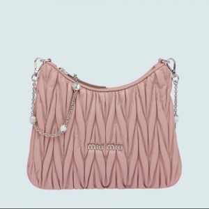 Alabaster Pink Matelassé Nappa Leather Shoulder Bag