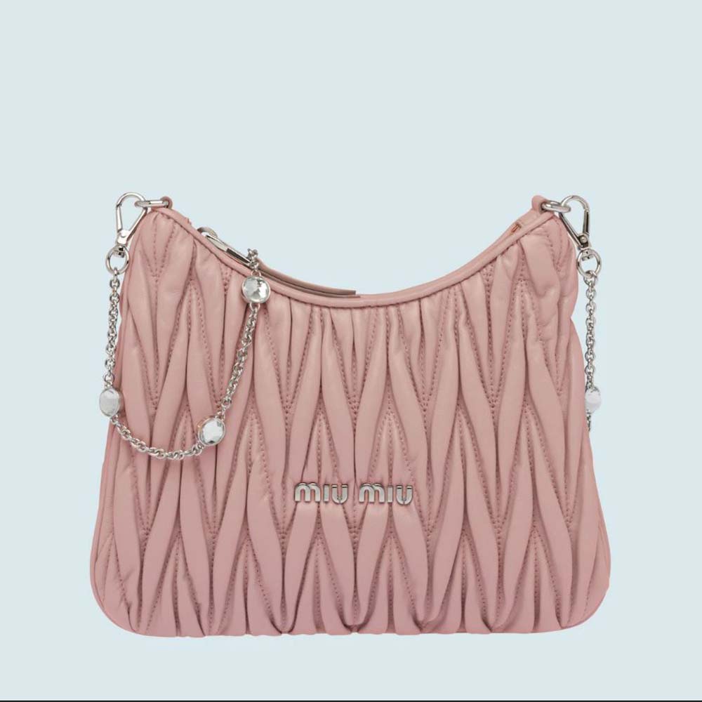 MIU MIU: confidencial bag in matelassé leather with padded shoulder strap -  Pink