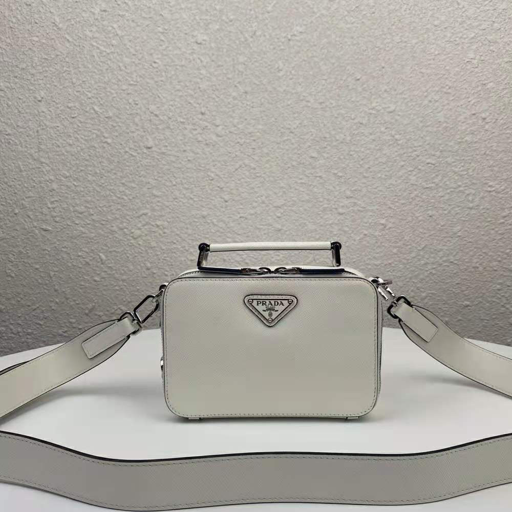 PRADA Saffiano Travel Brique Crossbody Bag White 1310362