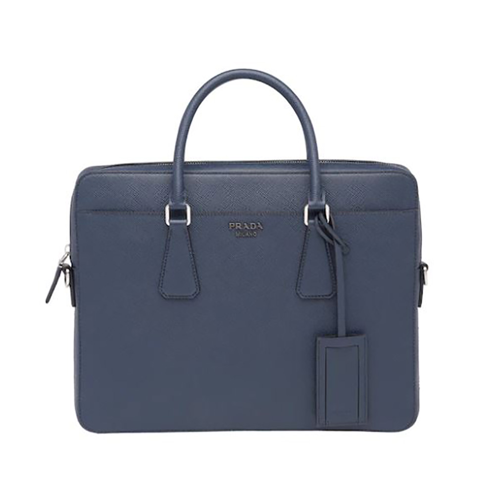 Prada Men Saffiano Leather BriefcaseNavy
